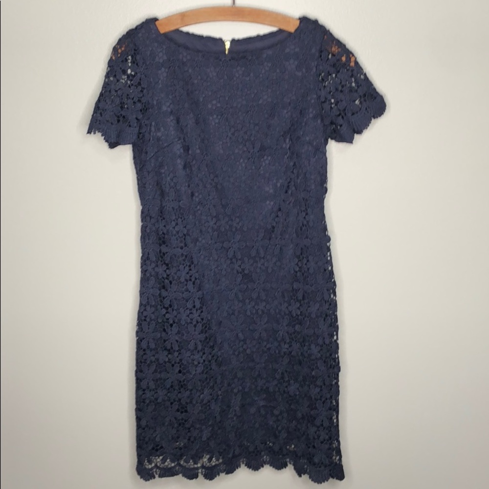 Jessica Howard Blue Floral Lace Short Sleeve Dress